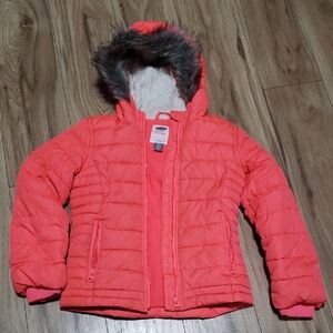Old Navy Bright Coral Puffer Jacket